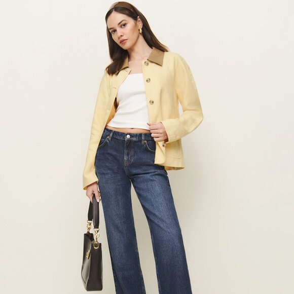 Reformation Lila Linen Jacket Yellow - Size XXS - Picture 1 of 1